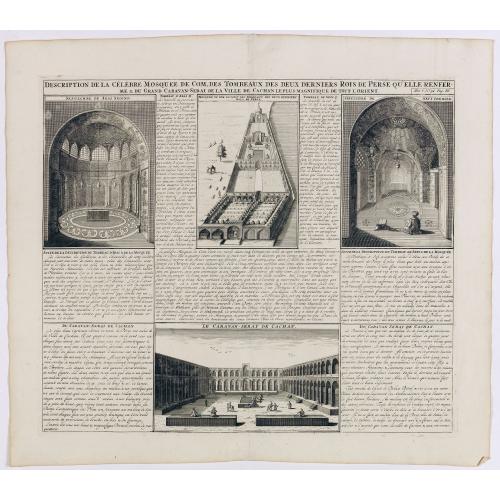 Old map image download for Description de la Celebre Mosquee de Com, Des Tombeaux Des Deux Derniers Rois de Perse qu'elle Renferme & du Grand Caravan-Serai De La Ville De Cachan Le Puls Magnifique de Tout L'Orient ...