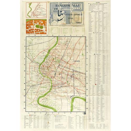 Old map image download for Bangkok Map in the 5th Asian Games year 1966.