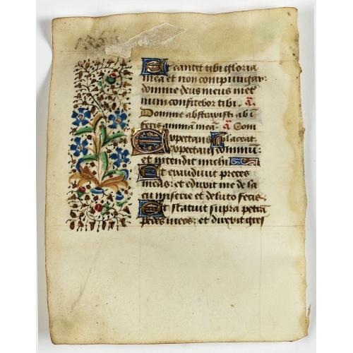 Old map image download for Leaf on vellum from a manuscript Book of Hours.