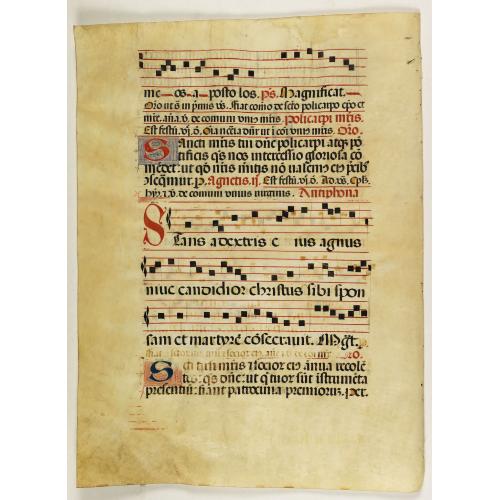 Leaf on vellum from a antiphonary.