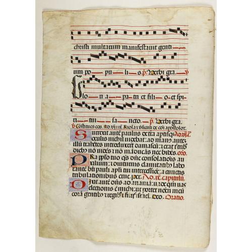 Leaf on vellum from a antiphonary.