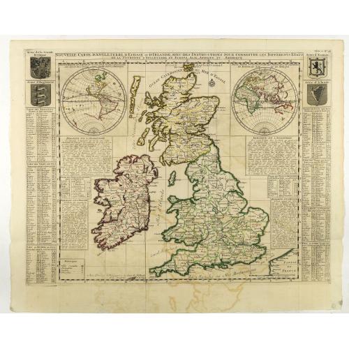Nouvelle carte d'Angleterre, d'Ecosse et d'Irlande, avec des instructions ..