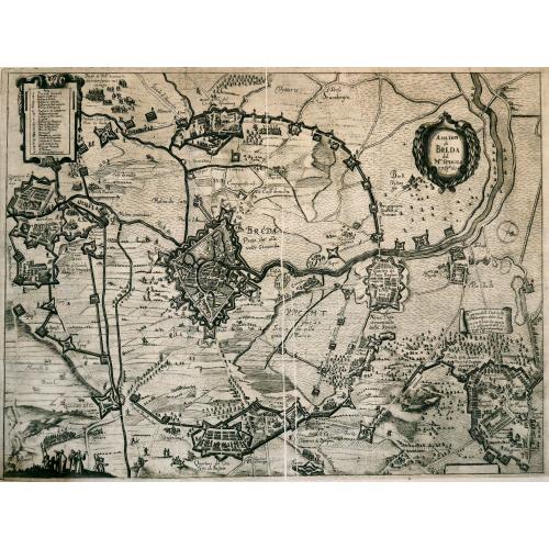 Old map image download for Assedio di Breda (Siege of Breda by Spinola 1624)