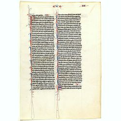 Leaf on vellum from a 13th century manuscript Bible