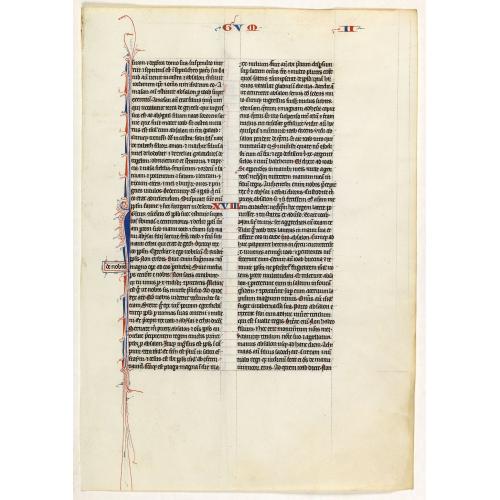 Leaf on vellum from a 13th century manuscript Bible