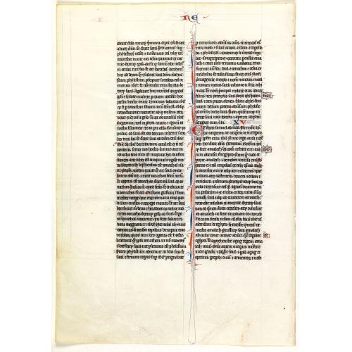 Leaf on vellum from a 13th century manuscript Bible