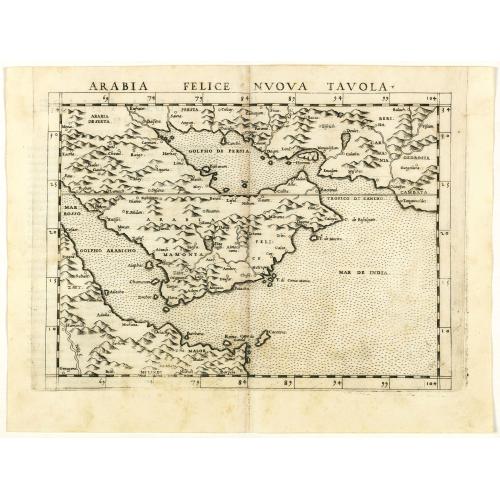 Old map image download for Arabia Felice Nuova Tavola.