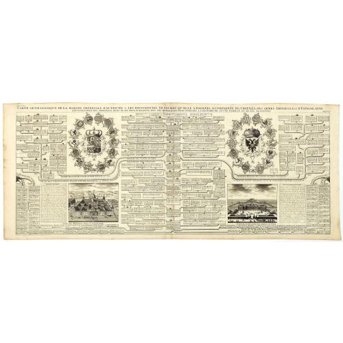 Old map image download for Carte Genealogique de la Maison Imperiale d'Autriche & les Differentes Branches qu'elle a Formees Accompagnee des Trophees des Armes Imperiales & d'Espagne ...