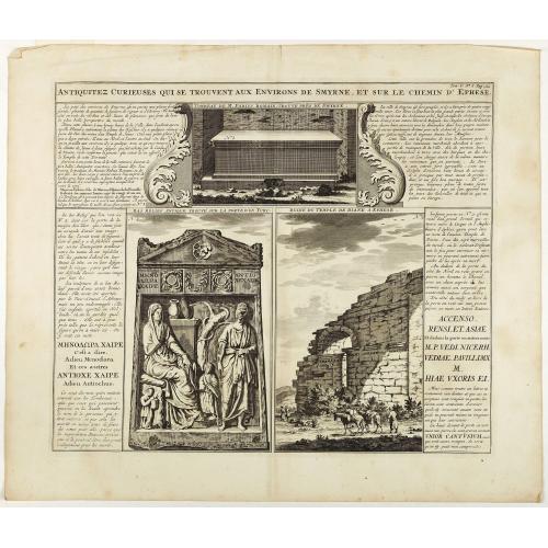 Old map image download for Antiquez curieuses qui se trouvent aux environs de Smyrne, et sur le chemin d'Ephese.