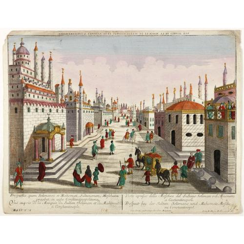 Old map image download for Prospectus, quem Solimanni et Mohameti. . . - Vue aupres de la Mosquee du Sultan Soliman, et de Mohamet . . .