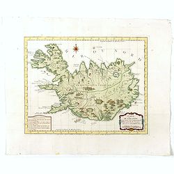 Carte de l'Islande pour servir á la continuation de l'histoire générale des voyages. Dressée sur celle de M. Horrebows.