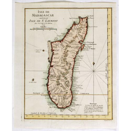 Old map image download for Isle de Madagascar autrement Isle de St. Laurent . . .