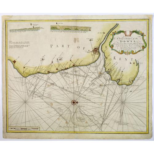 Old map image download for A Large Chart of the Downs, Shewing the Sands, Shoals, Depths of Water. . .