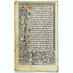 Leaf on vellum from a printed Book of Hours.