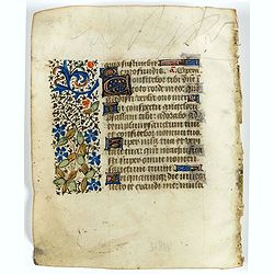 Leaf on vellum from a manuscript Book of Hours.