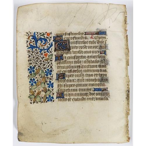 Leaf on vellum from a manuscript Book of Hours.