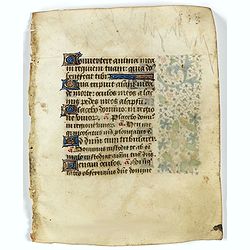 Leaf on vellum from a manuscript Book of Hours.