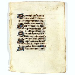 Leaf on vellum from a manuscript Book of Hours.