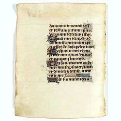 Leaf on vellum from a manuscript Book of Hours.