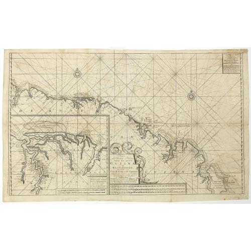 Old map image download for Nieuwe gelyk Graadige Paskaart van de Kust van Guiana in West-Indien.