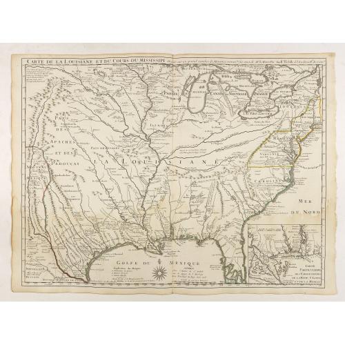 Old map image download for Carte de la Louisiane et du cours du Mississipi.