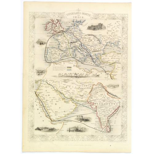 Old map image download for Overland Route to India.