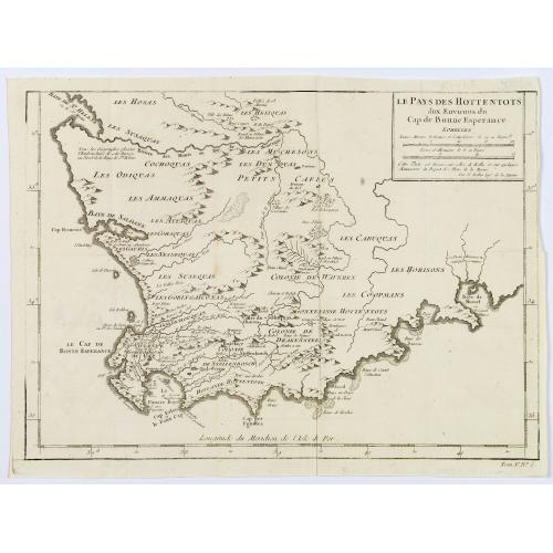 Old map image download for Le Pays des Hottentots aux environs du Cap de Bonne Espérance. . .