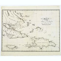 Map of the Route of Columbus, on arriving among the Bahama Islands.