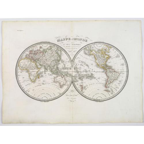 Old map image download for Mappe-Monde en deux hemispheres.