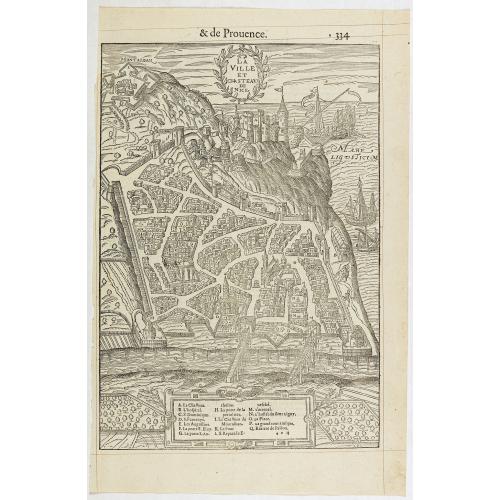 Old map image download for La ville et Chasteau de Nice.