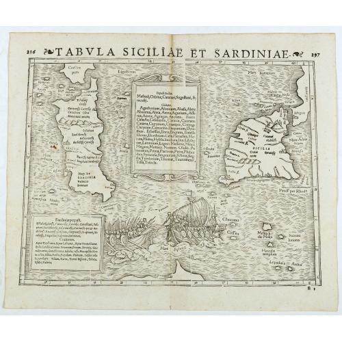 Old map image download for Tabula Siciliae et Sardiniae. (Sicily and Sardinia)