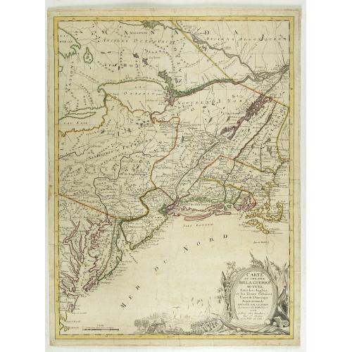 Old map image download for Carte du Theatre de la Guerre actuel entre les Anglais et les Trieze Colonies Unies de l'Amerique Septentrionale dresse par J.B. Eliot
