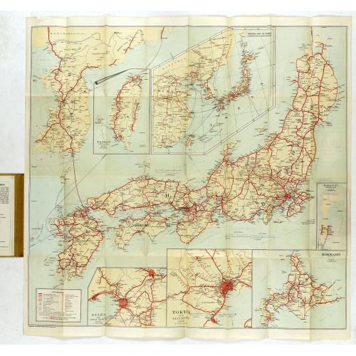 Old map image download for Travellers' Map of Japan, Chosen (Korea), Taiwan (Formosa) with Brief Descriptions of the Principal Tourist Points of Japan.