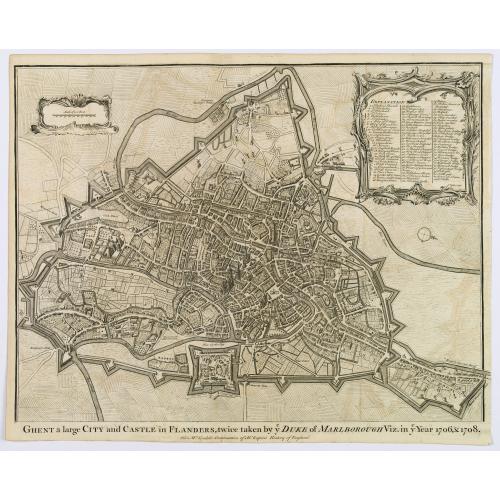 Old map image download for Ghent a large City and Castle in Flanders. . .