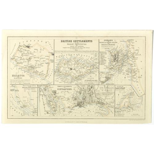 Old map image download for British settlements in the Malay peninsula and coast of Borneo . . .