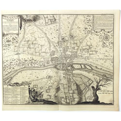 Old map image download for Troisieme plan de la ville de Paris, son étendiie et les bourgs dont elle êtoit environnée sous le regne de Loüis le Jeune, VIIe du nom [...] par M.L.C.D.L.M.