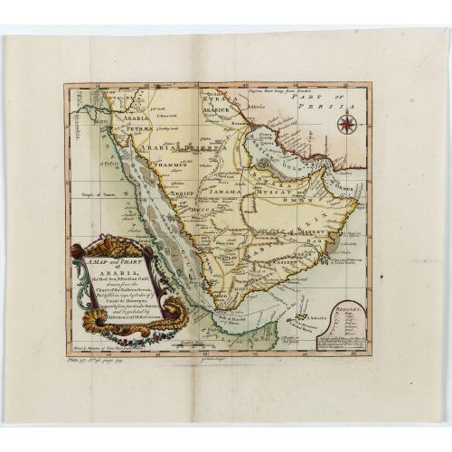 Old map image download for A Map and Chart of Arabia, the Red Sea, & Persian Gulf, drawn from the Chart of the Eastern Ocean, Publish'd in 1740, by Order of ye Count de Maruepas,...