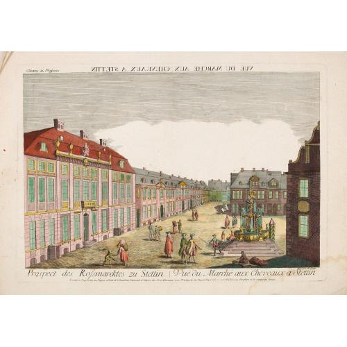 Old map image download for Prospect des Rossmarcktes zu Statin - Vue du Marché aux Cheveaux a Stettin.