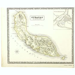 A detailed map of the island of Curaçao.