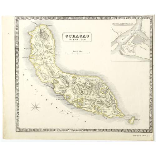 Old map image download for A detailed map of the island of Curaçao.