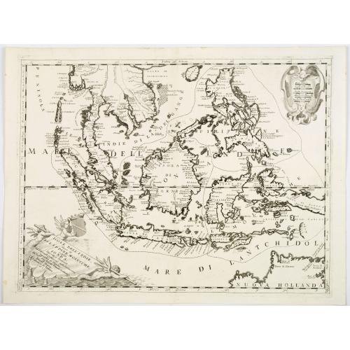 Old map image download for Isole Dell' Indie, diuise in Filippine, Molucche, e della Sonda . . .