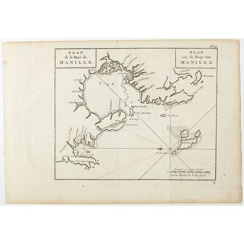 Old map image download for Plan de la Baye de Manille. / Plan van de Baay van Manilla.