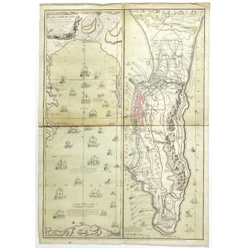Old map image download for Plan de Gibraltar attaqué par terre et par mer par l'armee espagnole et francaise aux ordres de M. le duc de Crillon, en presence de Mgr le duc d'Artois, d'apres les dessins d'un ingenieur en chef de l'armee. . .