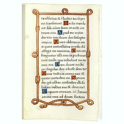 Leaf on vellum from a manuscript Book of Hours.