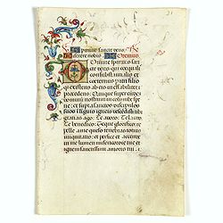 Leaf on vellum from an Italian manuscript Book of Hours.