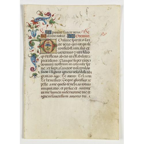 Leaf on vellum from an Italian manuscript Book of Hours.