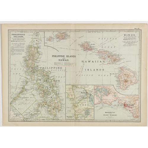 Old map image download for Philippine Islands and Hawaii.