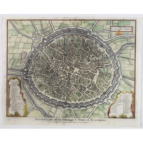 Old map image download for Bruges one of the Principal Cities of Flanders.
