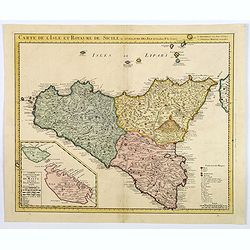 Carte de l'Isle et Royaume de Sicile Par Guillaume del 'Isle . . .