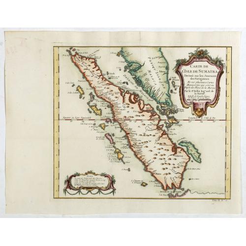 Old map image download for Carte de L'Isle de Sumatra Dressee sur les Journaux des Navigateurs . . .